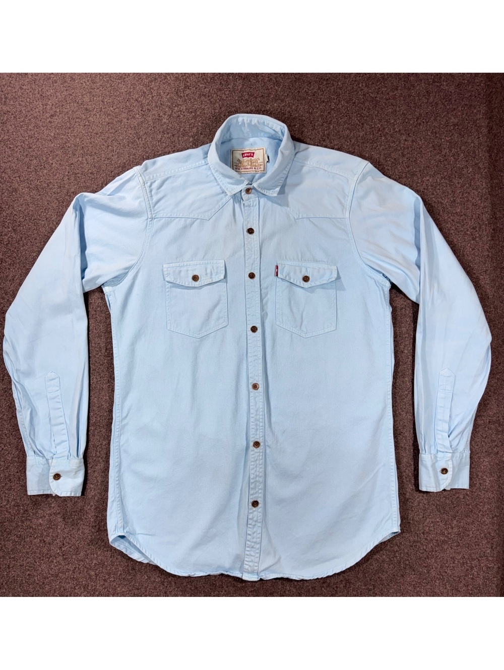 Levi's Men's Classic Standard Fit Western Long Sleeve Shirt - Light Blue Size XL
